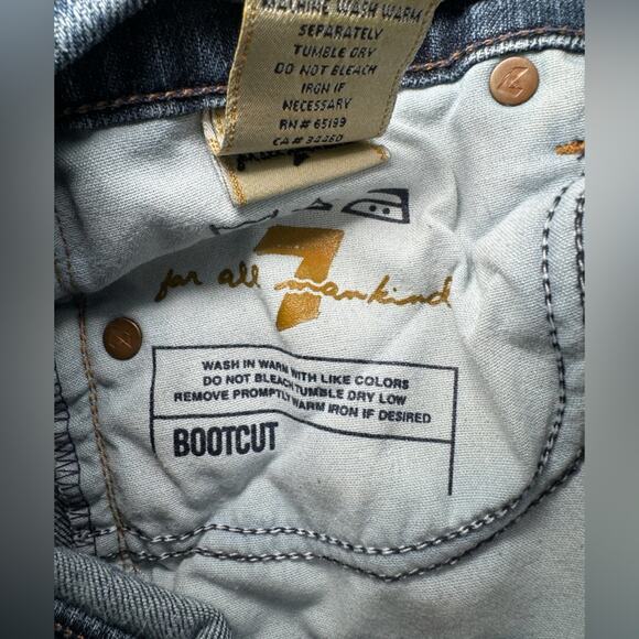 7 For All Mandkind Mid Wash Blue Mid Rise Bootcut Jeans Size 27 - Picture 6 of 11